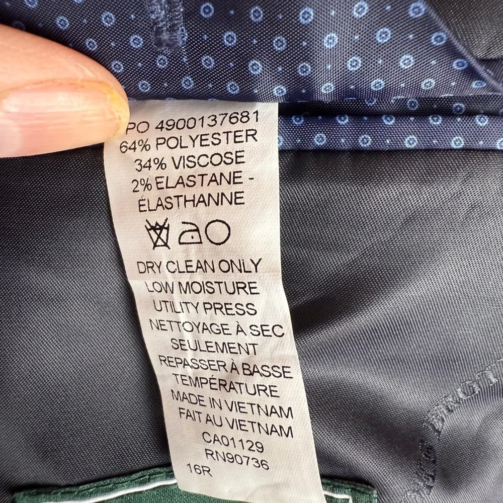 Brooks Brothers Bamboy Blazer Men 16R Blue Mix Herringbone Wool Blend Sport Coat
